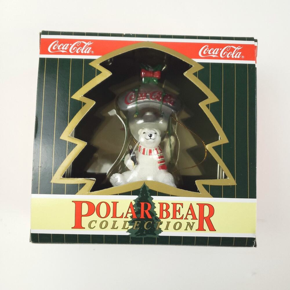 Vintage Coca-Cola Polar Bear Ornament 1996 Christmas Holiday Decor Boxed Collect